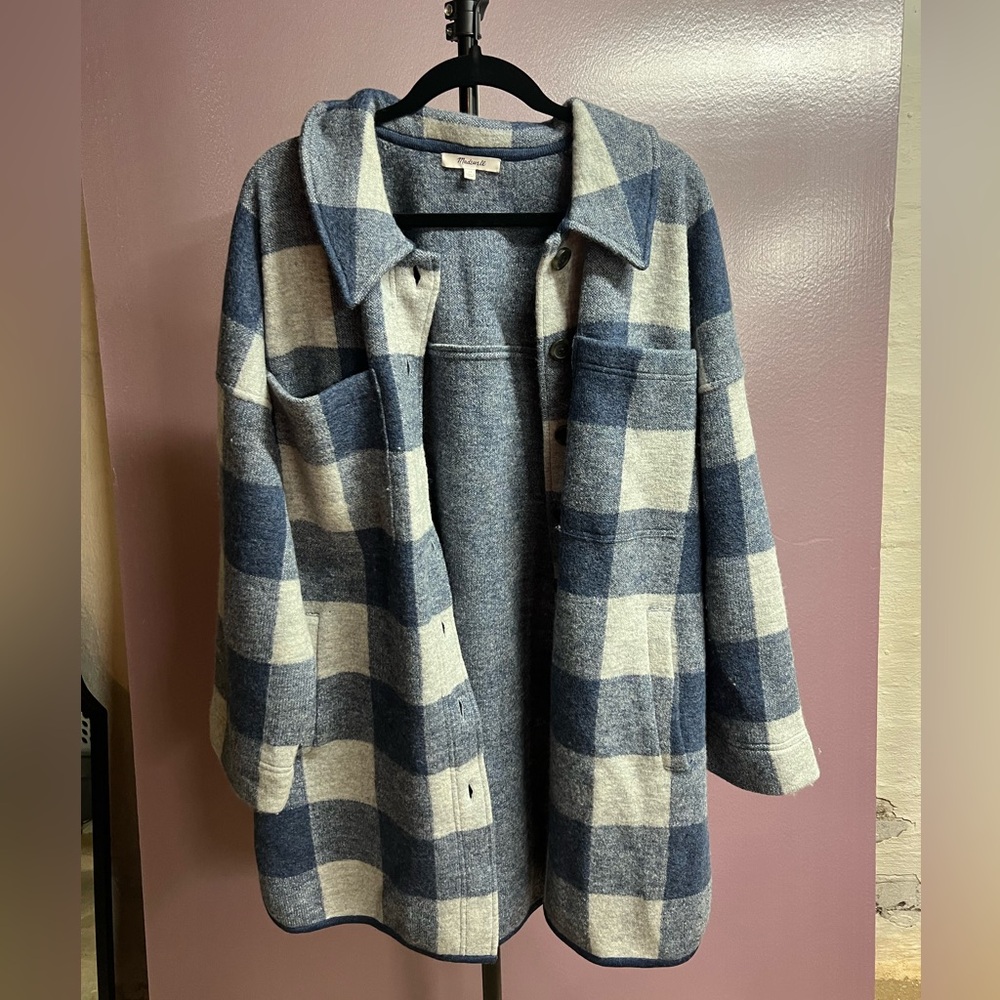 Madewell Boiled Wool Sweater Jacket size 2x in Buffalo check